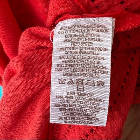 CLEARANCE FREE PEOPLE FAST TIMES EMBROIDERED BEADED FLOWY TOP RED MEDIUM - Picture 8 of 13